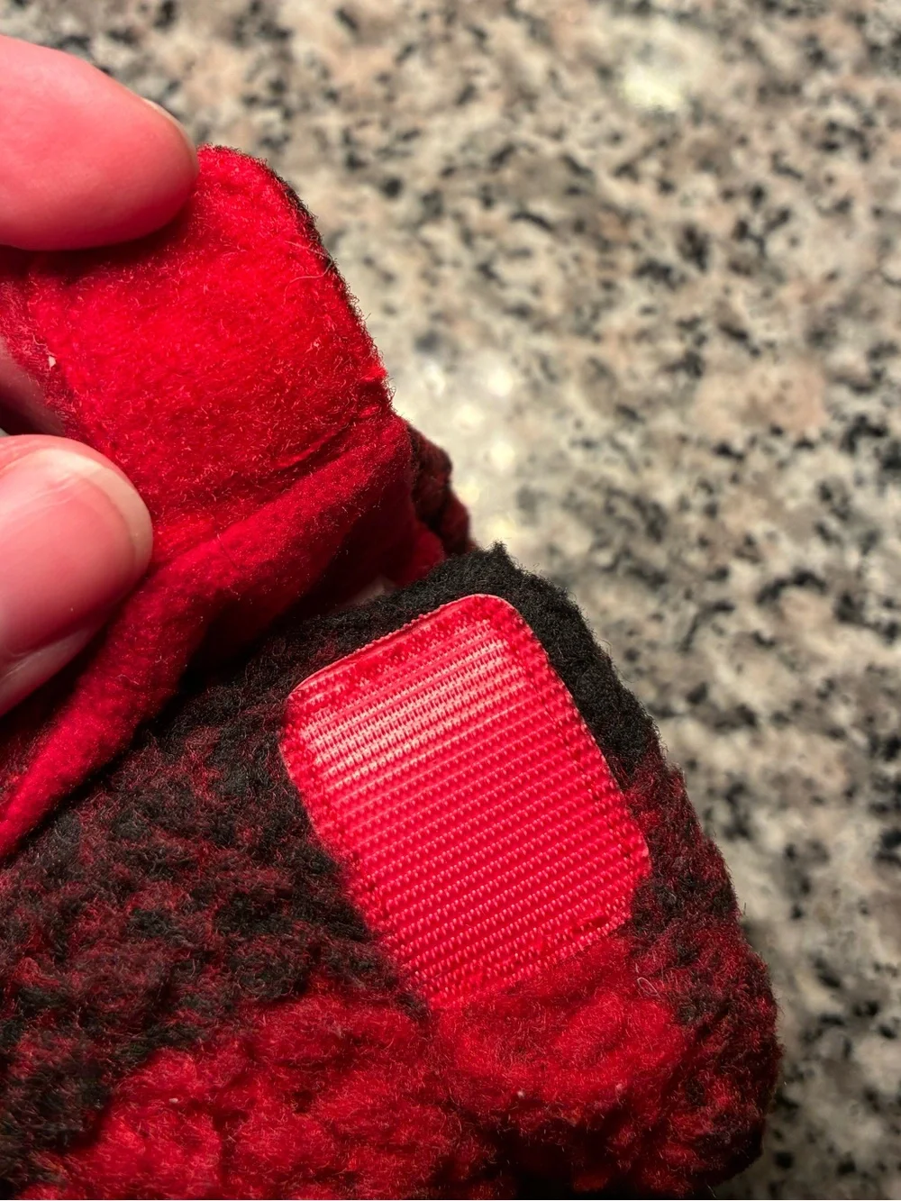 Old Navy Sherpa Red & Black Plaid 6-12 months infant shoe